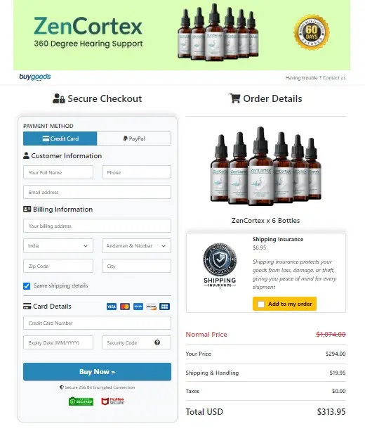ZenCortex payment method